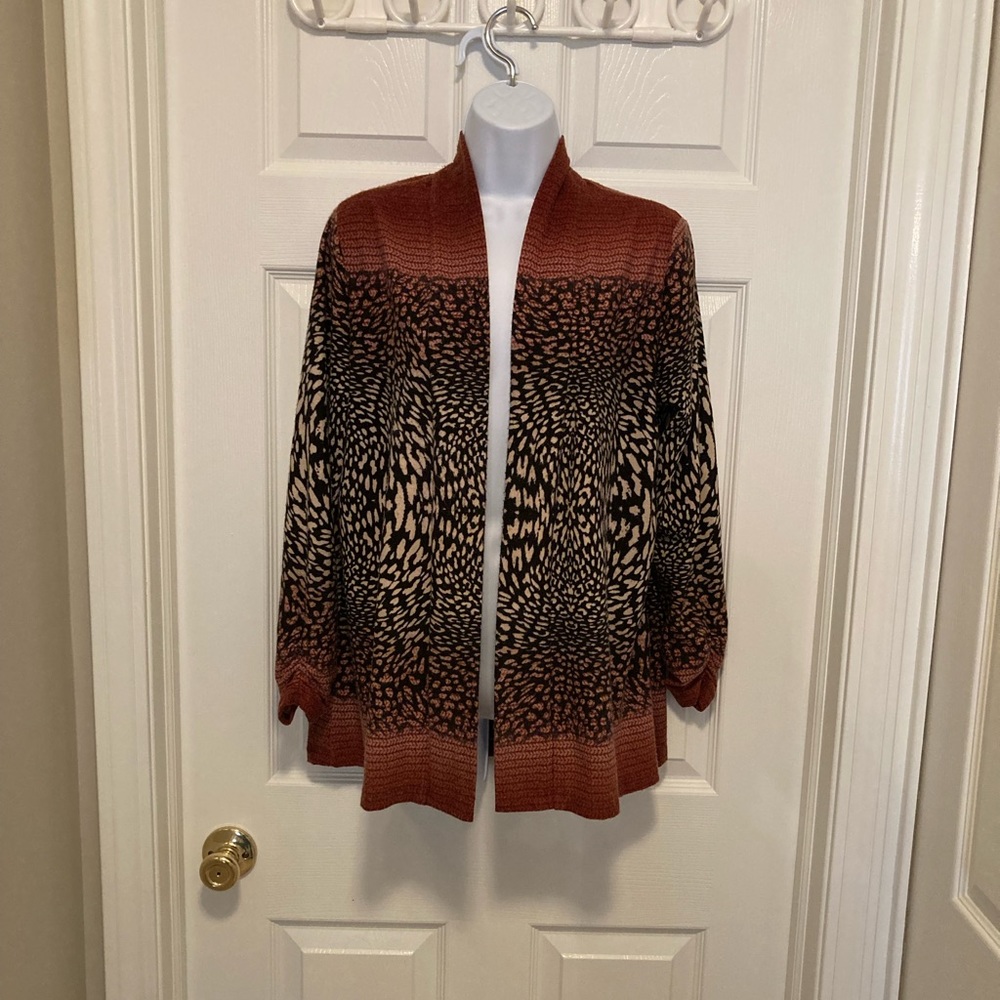 Roz & Ali Cardigan Animal Print Size Medium